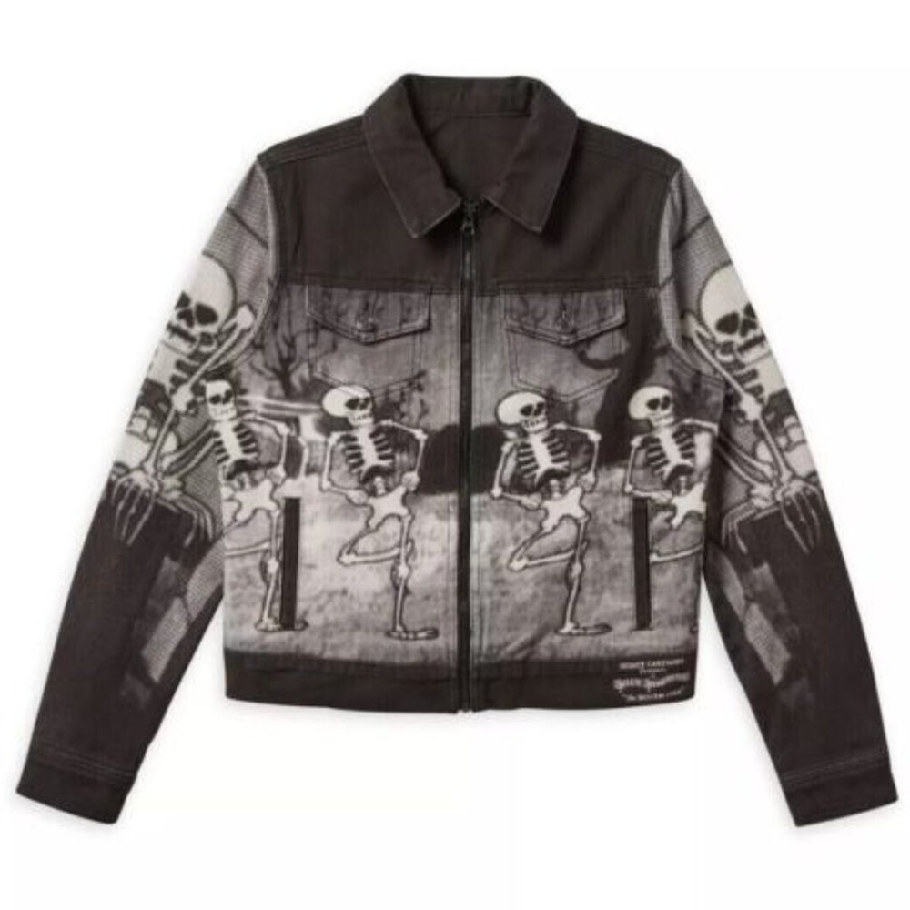 Disney Parks A Silly Symphony “The Skeleton Dance” Denim Jacket NWT